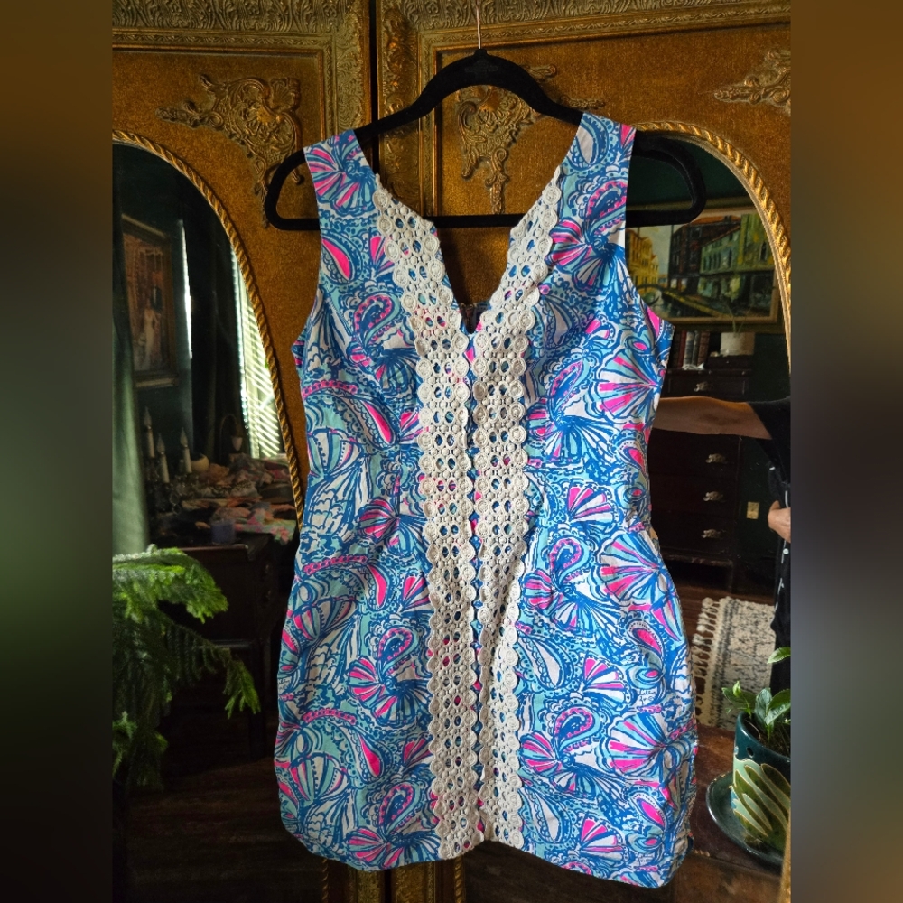 Lilly Pulitzer Blue and Pink Sleeveless Sundress